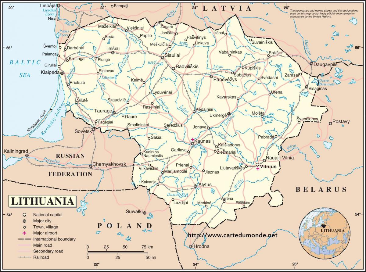 Mapa Litwy kraju