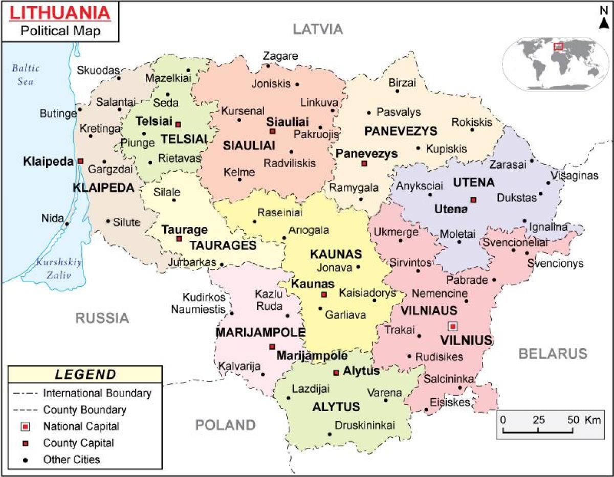Mapa polityczna Litwy