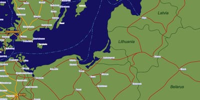 Mapa Litwy pociągiem